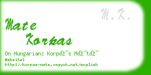 mate korpas business card